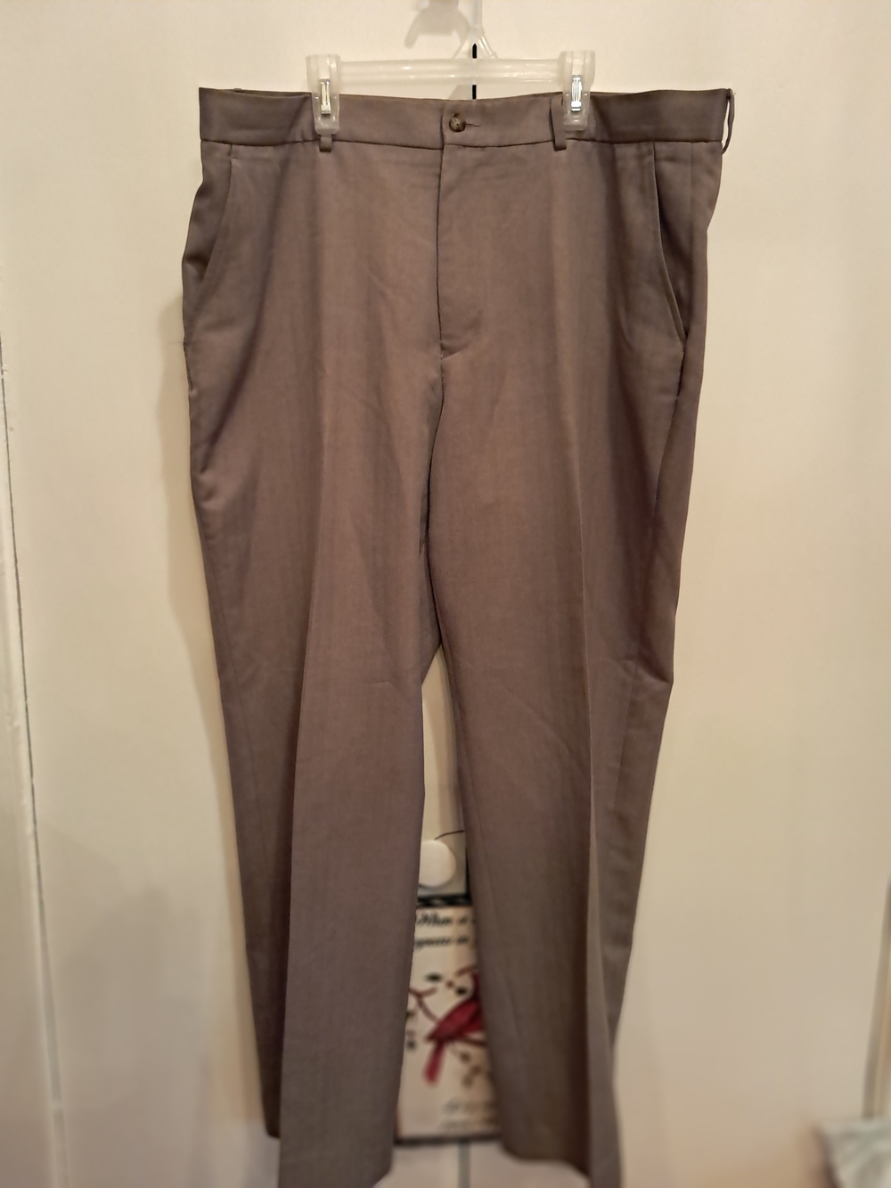 Perry Ellis Men's Straight Dress Pants in Taupe